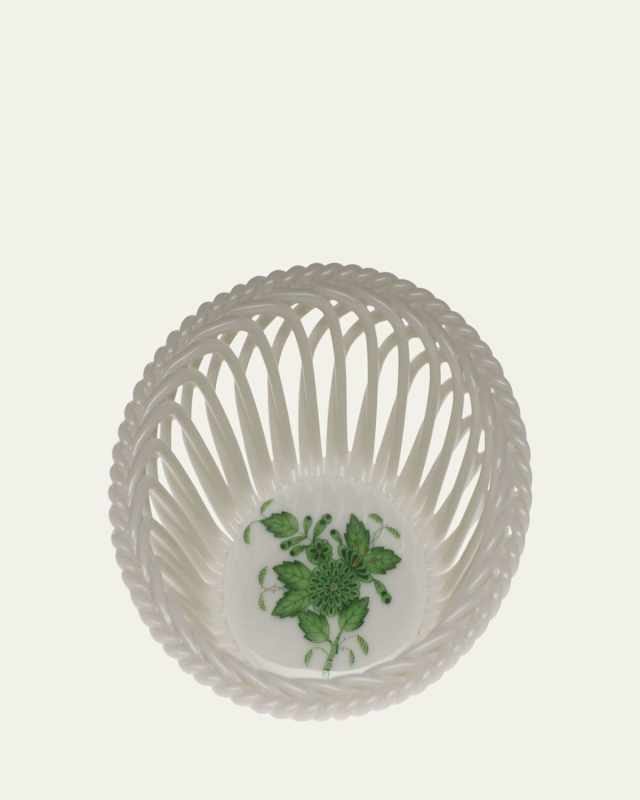 Chinese Bouquet Green Small Openwork Basket